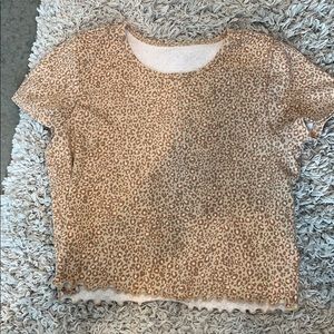 Pink/cream leopard print crop top